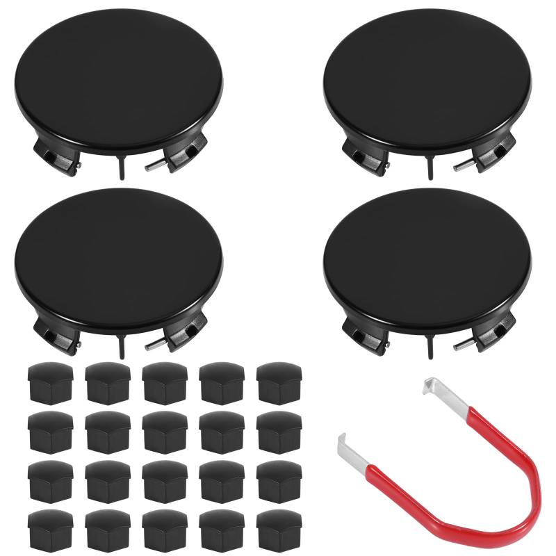 4stk Radnabenkappen für Tesla Modell 3, 5,5cm Schwarze Radnabenkappen mit 20stk Radmutternabdeckungen und Schraubenschlüssel Wasserdicht Staubdicht Radnabenkappen-Mittelabdeckung von Gosknor