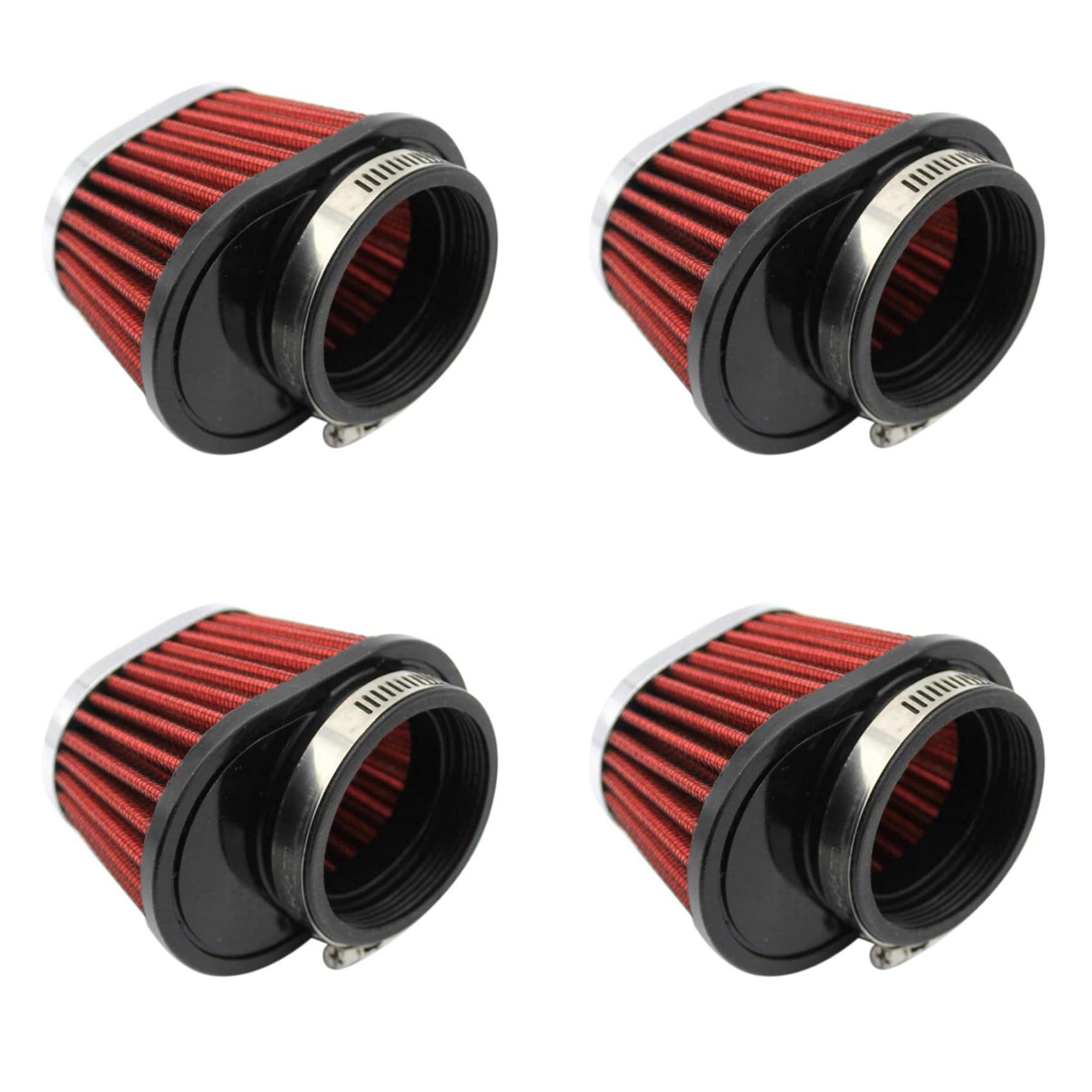 Gotoger 4 Stück Universal Rund Verjüngt Auto Motorrad Luft Filter 51mm 2 Einlass Filter Rot von Gotoger