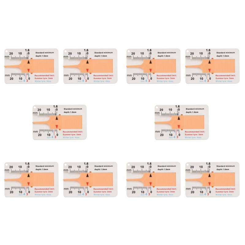 Gotoger Reifenprofiltiefenmesser, für Auto, Motorrad, Anhänger, Lieferwagen, Rad, 10 Stück von Gotoger