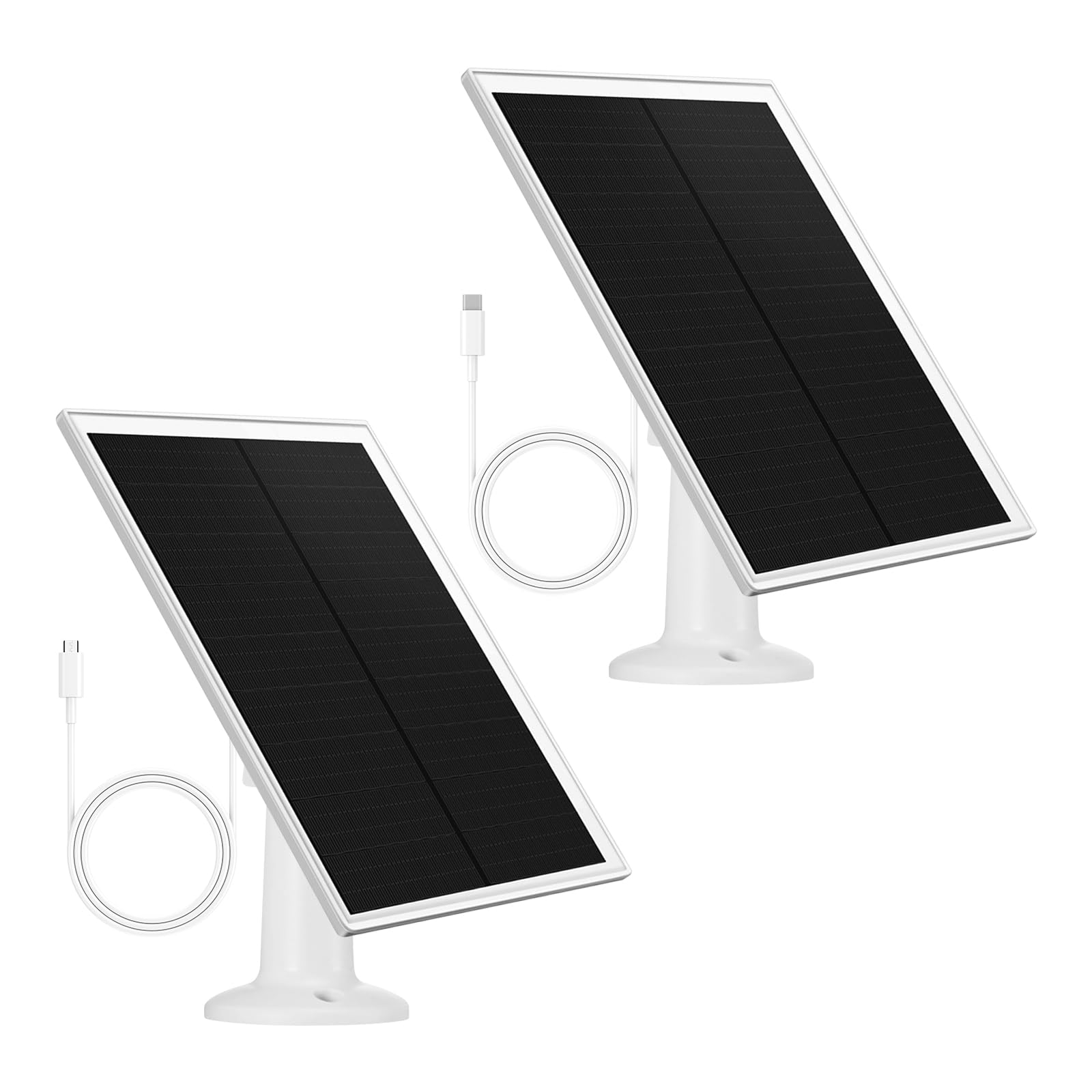 6W Solarpanel für Überwachungskamera, Solarpanel USB C 2 Stück Solarmodul für Sicherheitskamera Kamera Outdoor, Türklingel und Außenbeleuchtung, 360° Drehbarer Ständer, IP66 Waterproof, 3m Kabel von Gotrain