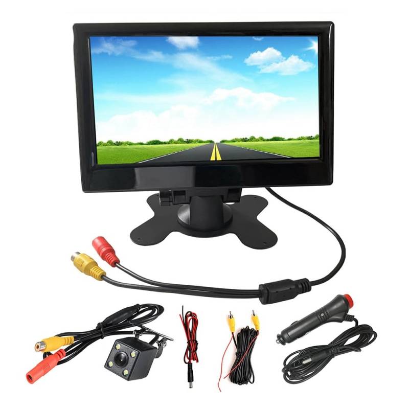 Goufride 12V-24V 7-TFT-LCD-Farb-HD-Monitor mit 4LED-Lichtkamera für Auto-CCTV-Rückfahrkamera, Elektronische Ersatzteile für Autos von Goufride