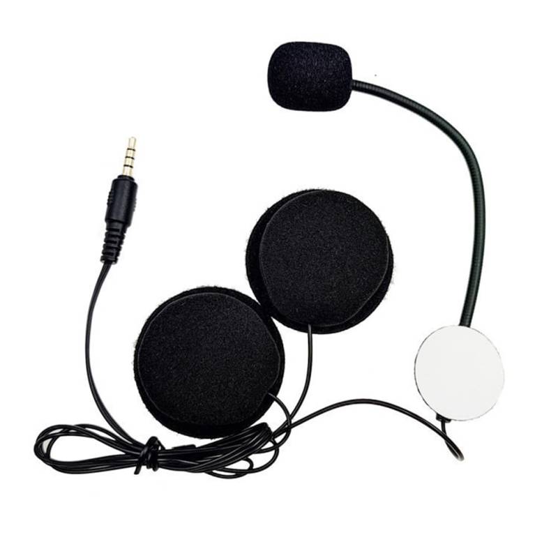 Goufride Motorradhelm Intercom Mic Headset 2 Lautsprecher 32Ω Mikrofon für Halbhelme Gerader Stecker von Goufride