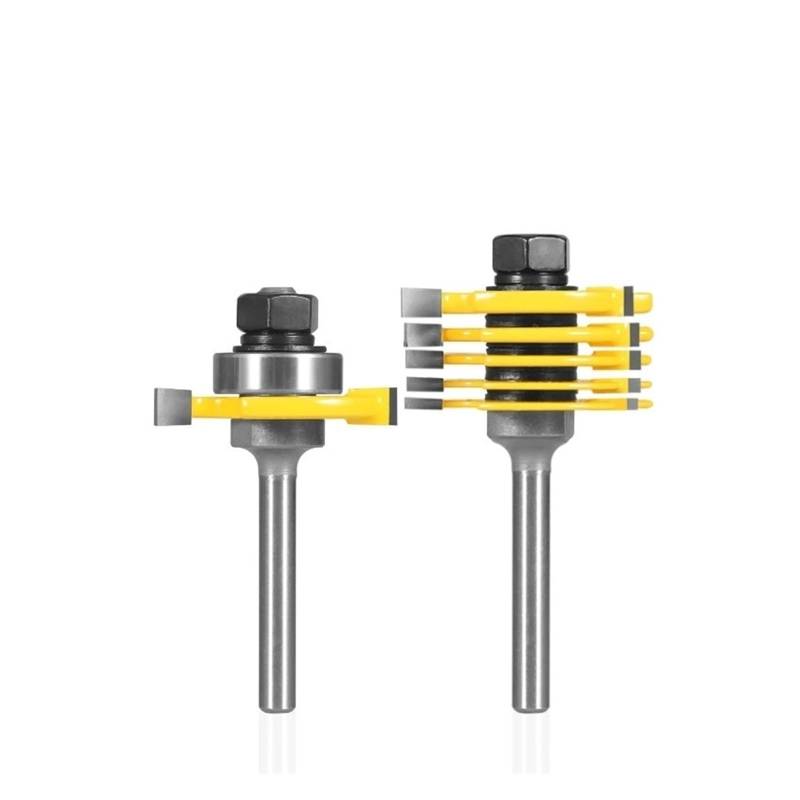2 stücke Schlitzfräser 3 Flügel Fräser Holzbearbeitung Meißel Werkzeug-1/2 1/4" Schaft Zapfenfräser Einstellen(12.7x44.5) von Graiting