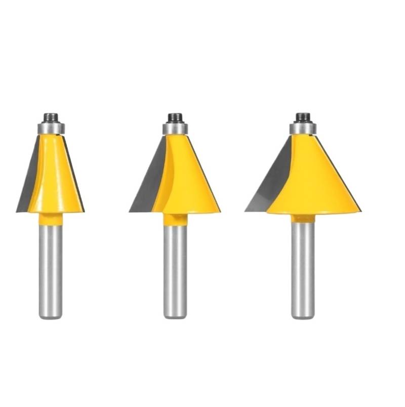 3 stücke 6mm/6,35mm/8mmShank 15/22.5/30 Grad Fase Bevel Kanten Router Bit Holz Fräser for Holz Planfräser(8mm Shank X 3Pcs) von Graiting