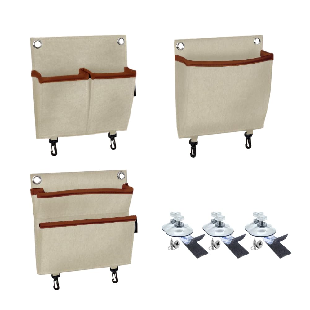 GranHin Wandorganizer Set - Organizer für Camper, Wohnmobil und Wohnwagen mit verschiedenen Montageoptionen (3er Set/Farbe beige) von GranHin