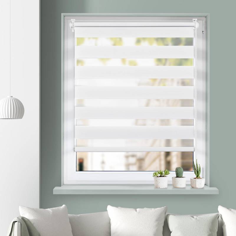 Grandekor Doppelrollo Klemmfix ohne Bohren 90x110(BxH) Weiß, Lichtdurchlässig und Verdunkelnd Duo Rollo Fensterrollo Klemmrollos für Fenster ohne Bohren, Seitenzugrollo Sonnenschutz Rollo von Grandekor