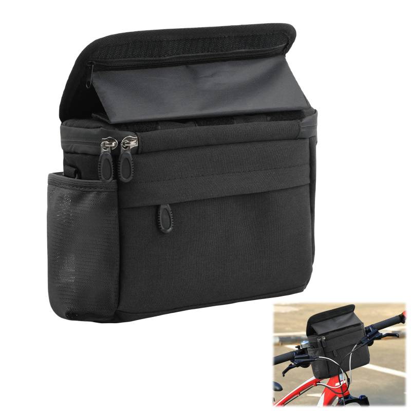 Granvoo Fahrradtasche 4L, Lenkertasche Fahrrad Wasserdicht, Fahrradkorb Tasche, Fahrradtasche Lenker für alle Handys, Fahrradkorb vorne Tasche mit Lenkeradapter, Touchscreen, Abnehmbarer Schultergurt von Granvoo