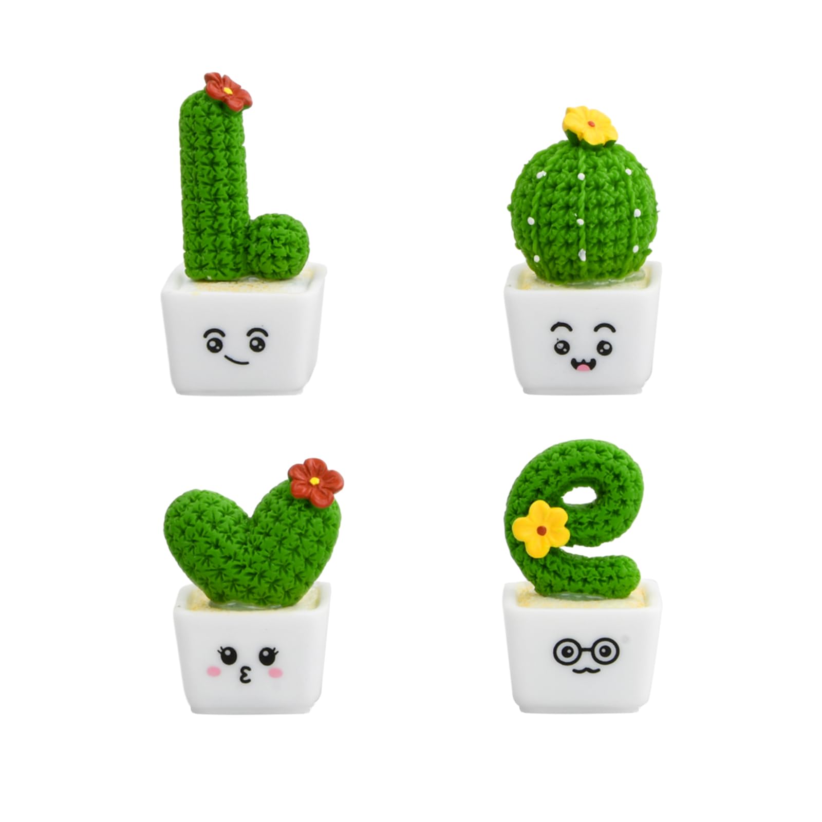 Mini Kaktus Figuren, 4 Stück Winzige Kaktus Miniatur, Miniatur Ornament Kaktus, Klein Künstliche Kaktus Dekoration, Cactus Plant Miniature, Künstlich Kaktus Auto Innenraum Deko für Auto Büro Tisch von Granvoo