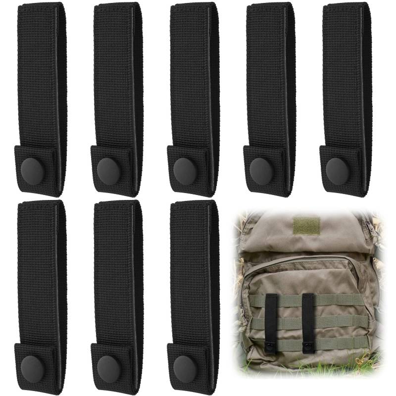 8 Stück MOLLE Gurte, Molle Gurtband Riemen Befestigung Snap Strap, MOLLE Gurte Praktische, Molle Rucksack Zubehörgurt, MOLLE-Gurtband Rucksackgurt-Befestigungsanschlüsse für MOLLE (Schwarz) von Grasslandy