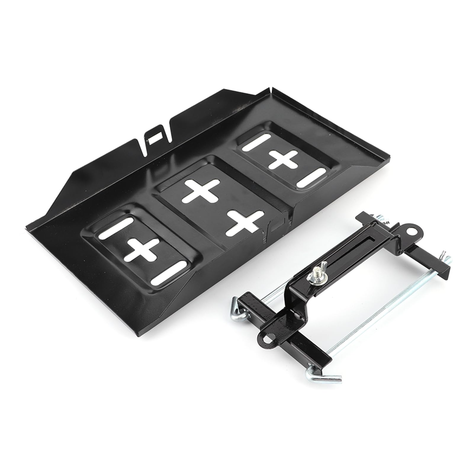 Autobatteriefachklemme, schwarzes Metallbatterie-Haltefach-Kit, versenkte Schlitze, Aufbewahrungsbatteriehalter, Fachhalterung für Auto, Boot, Marine (19CM) von Grcfumo