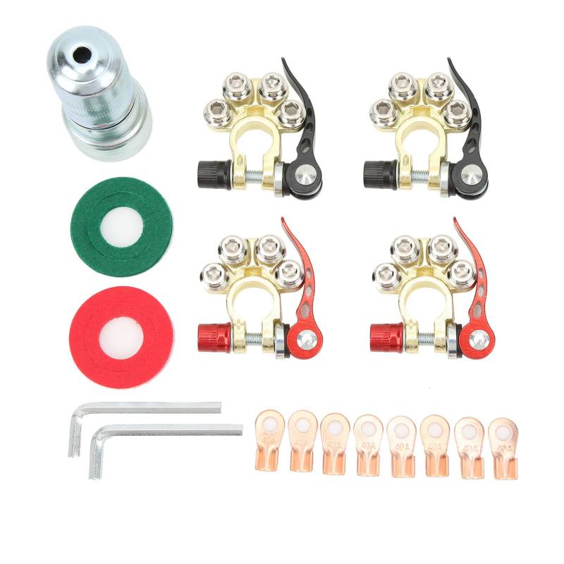 GRCFUMO 4 Stück Autobatterie-Anschlussklemmen, Batterieklemmen, oberer Pfosten mit 4 Pfosten, starke elektrische Leitfähigkeit, Batterieklemmen, Klemmen, Anschlüsse für SAE JIS von Grcfumo