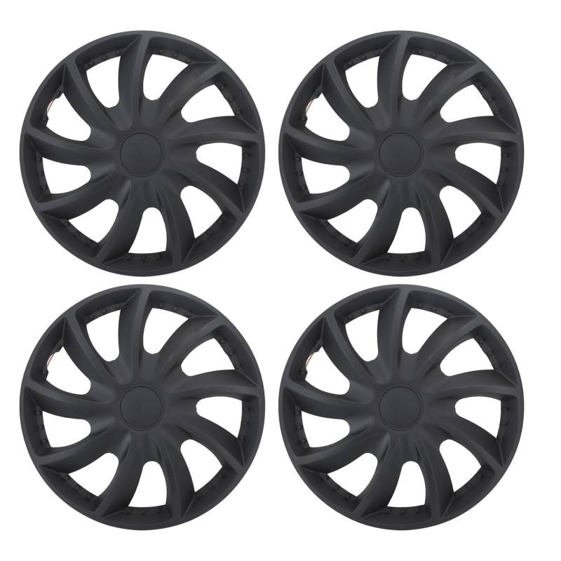 GRCFUMO 4PCS 14 Zoll Rad Nabenkappe, Schwarze Radbedeckungen Hubcaps, symmetrisch -Stil -Radbezüge Ersatz für Universal Cars Trucks von Grcfumo