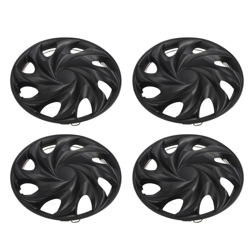 GRCFUMO 4PCS 15 Zoll Rad Hub Cap, Schwarze stilvolle Radbezüge Hubcaps, Sporty Style Wheel Deckungen Ersatz für Universal Cars Trucks von Grcfumo