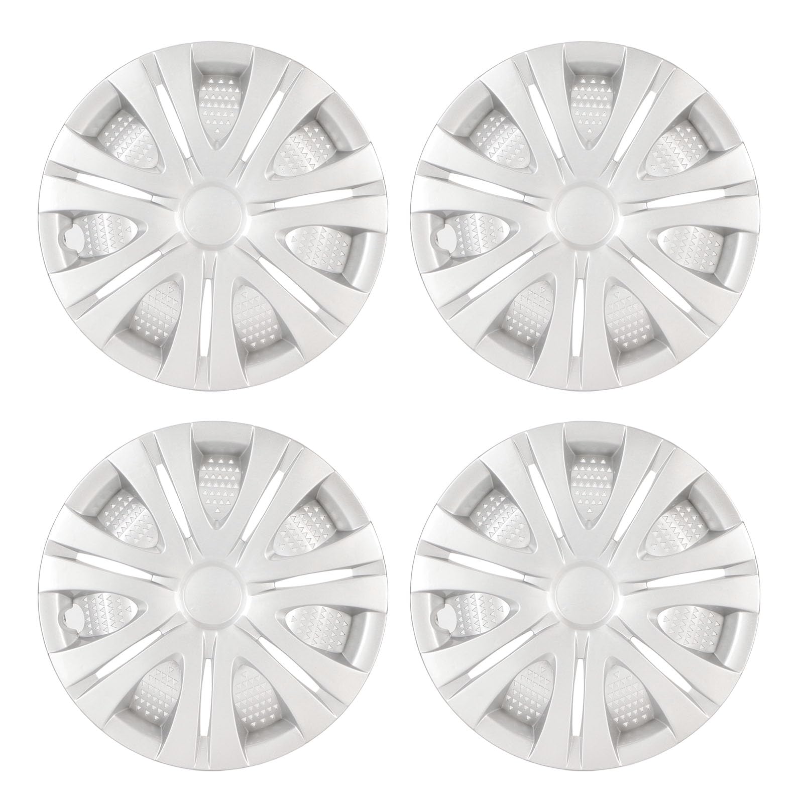 GRCFUMO 4PCS 15 Zoll Rad Hub Cap, Silberne stilvolle Radbezüge Hubcaps, Sporty Style Wheel Covers Ersatz für Universal Cars Trucks von Grcfumo