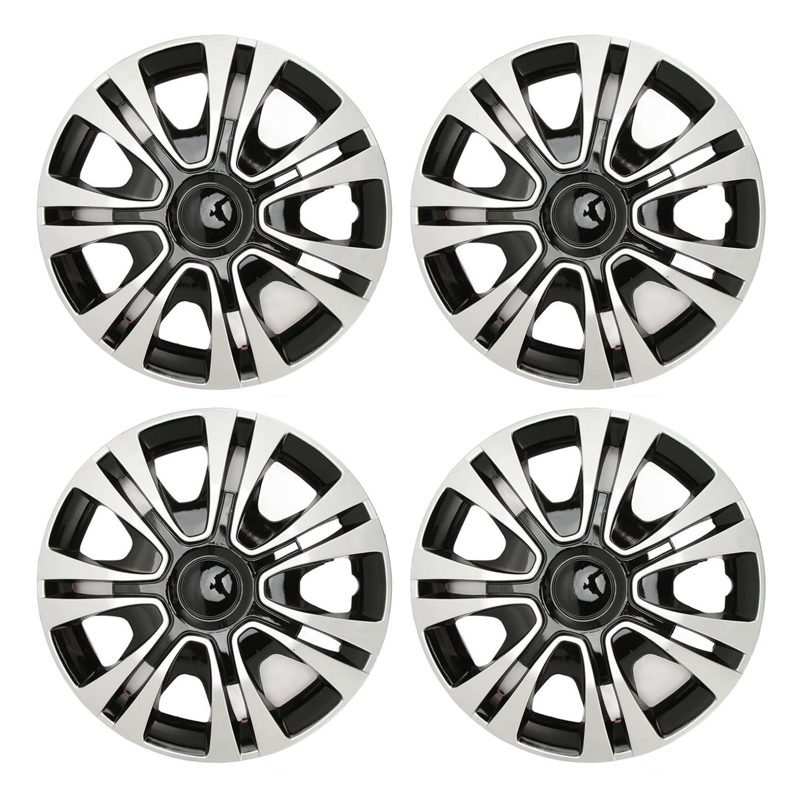 GRCFUMO 4PCS 15 Zoll Rad Nabenkappe, weiße und Schwarze Radbezüge Hubcaps, Sporty Style Wheel Covers Ersatz für Universal Cars Trucks von Grcfumo