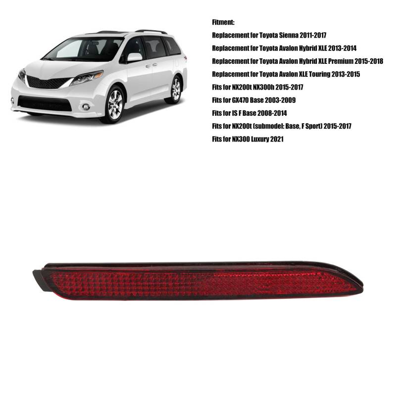 Grcfumo 1 Pc Rear Bumper Reflector, LED Rear Bumper Reflector Tail Lights, Turn Signal Rainproof Tail Side Red Lens Bumper Reflector Replacement for 2011 to 2017 (Right 8191008010) von Grcfumo