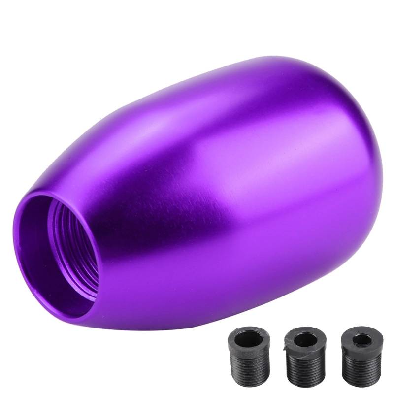 Grcfumo 5-Gang-Schaltknauf für Autos, Metallhebel mit 3 Adaptern, Schaltknauf in leuchtenden Farben für Fahrzeuge (Purple) von Grcfumo