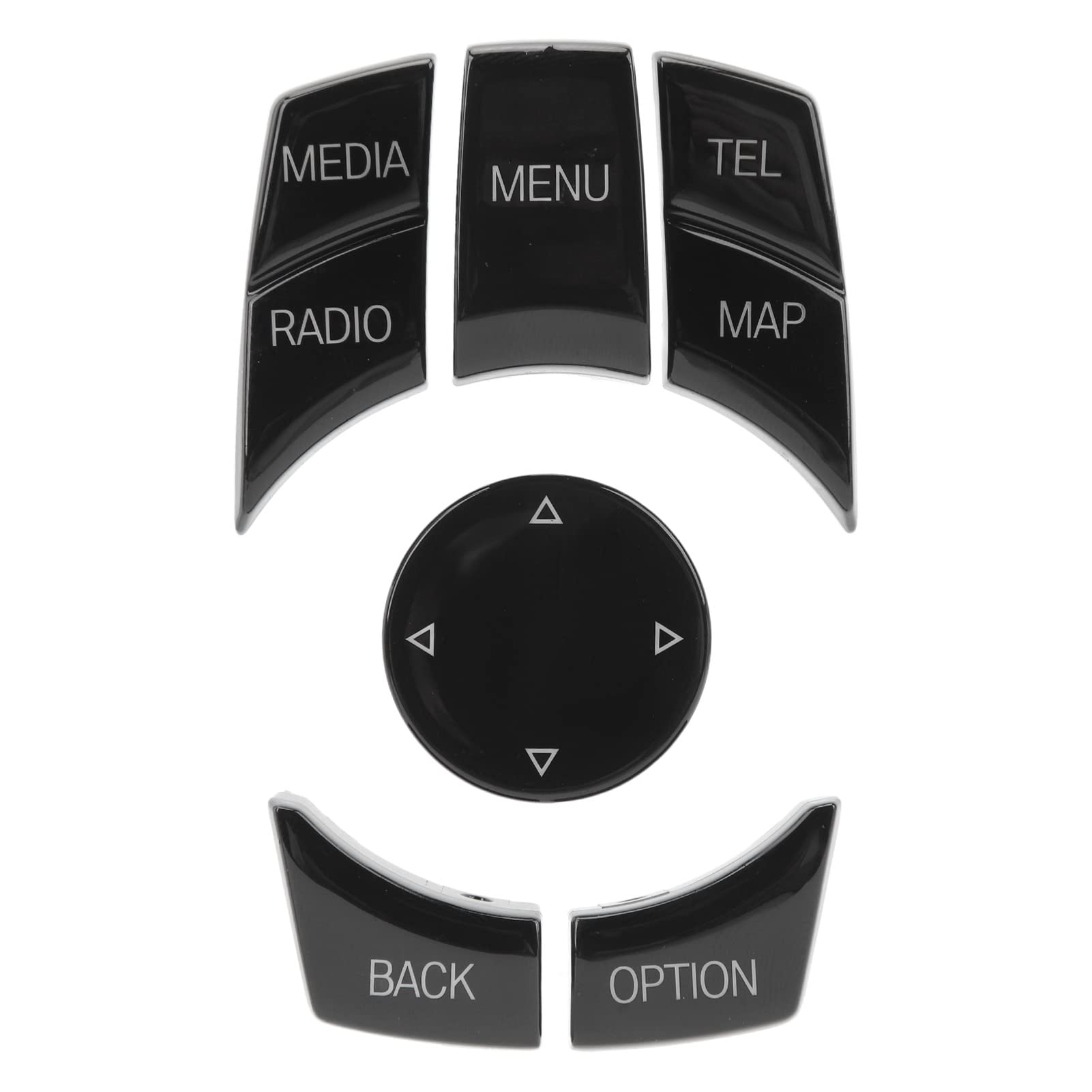 Grcfumo Central Multimedia Button Kit, ABS Central Console Multimedia Button, ABS Kratzfeste Multimedia-Steuertaste für E84 E70 E71 E72 E81 E82 E Chassis (Black) von Grcfumo