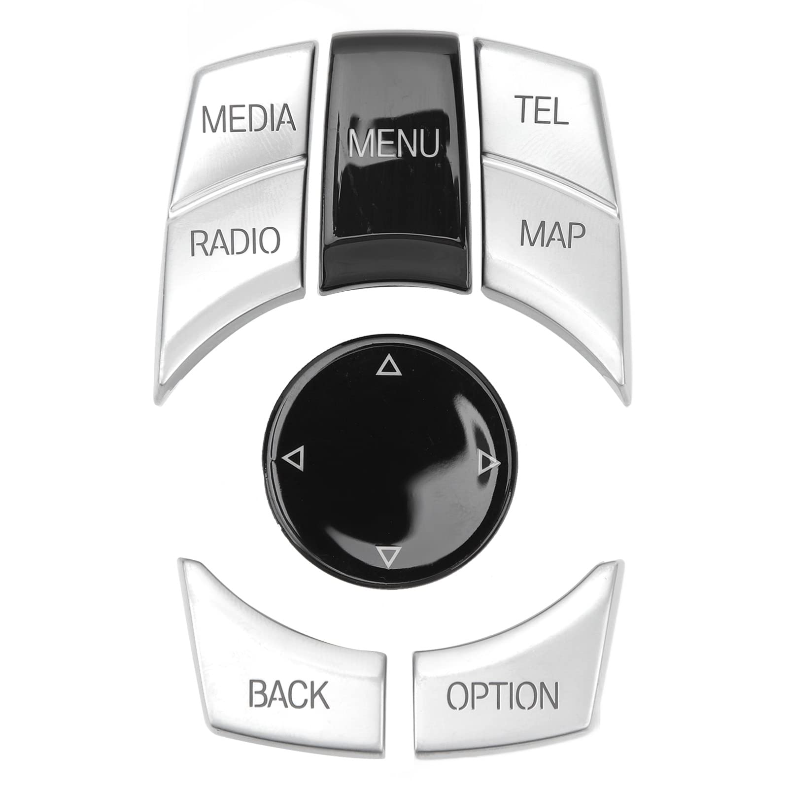 Grcfumo Central Multimedia Button Kit, ABS Central Console Multimedia Button, ABS Kratzfeste Multimedia-Steuertaste für E84 E70 E71 E72 E81 E82 E Chassis (Silver Plated) von Grcfumo