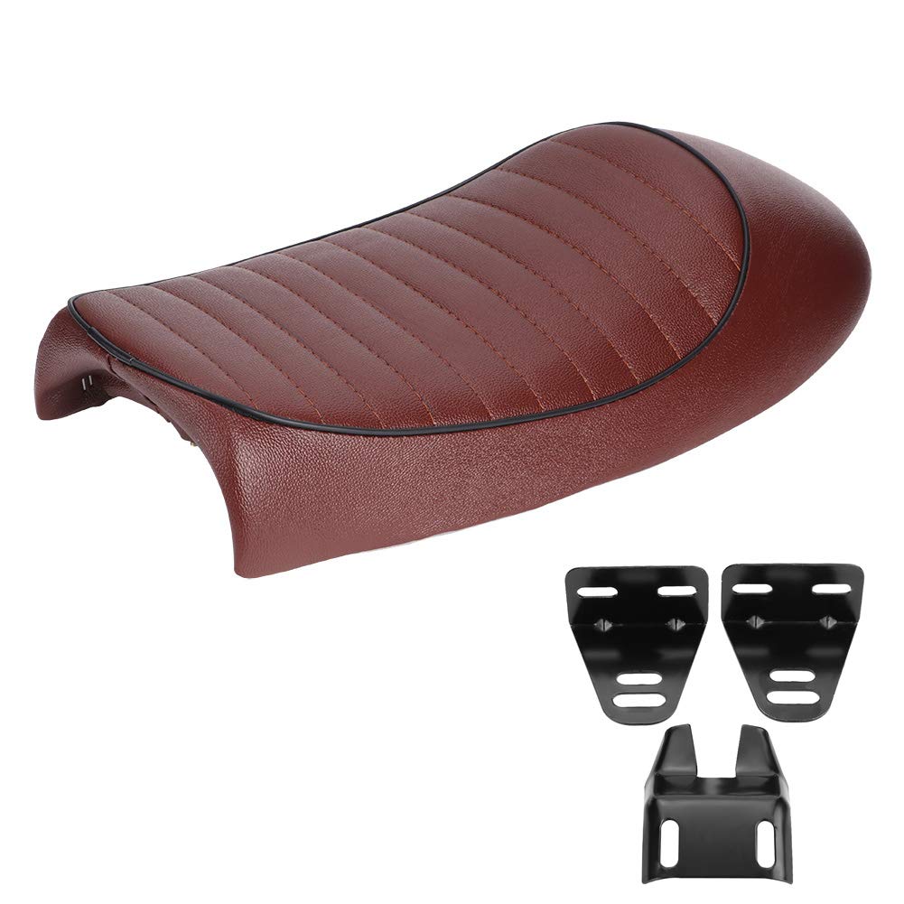 Grcfumo Motorrad-Ledersitzbezug, Motorradsitz, Motorradkissen für Cafe Racer Refit Seat Flat Saddle CG125 GN CG CB400SS (EIN Stil) von Grcfumo