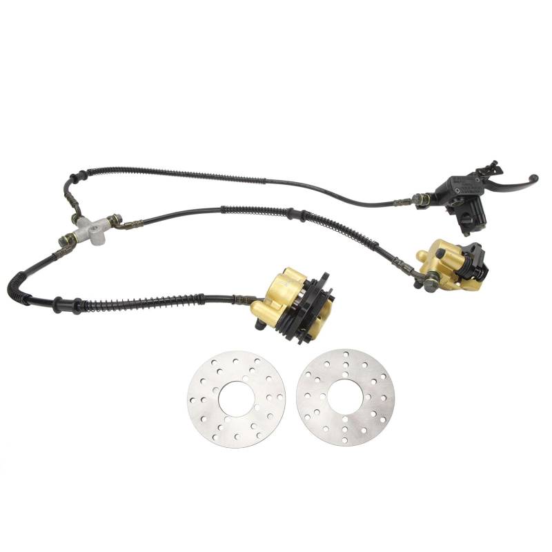 Grcfumo Scheibenrotor-Kit, Metall-Vorderradbrems-Doppelsättel, Scheibenbremssattel-Baugruppe, Doppelscheiben-Hauptbremssättel für Dirt Bike Quad ATV Go Kart von Grcfumo