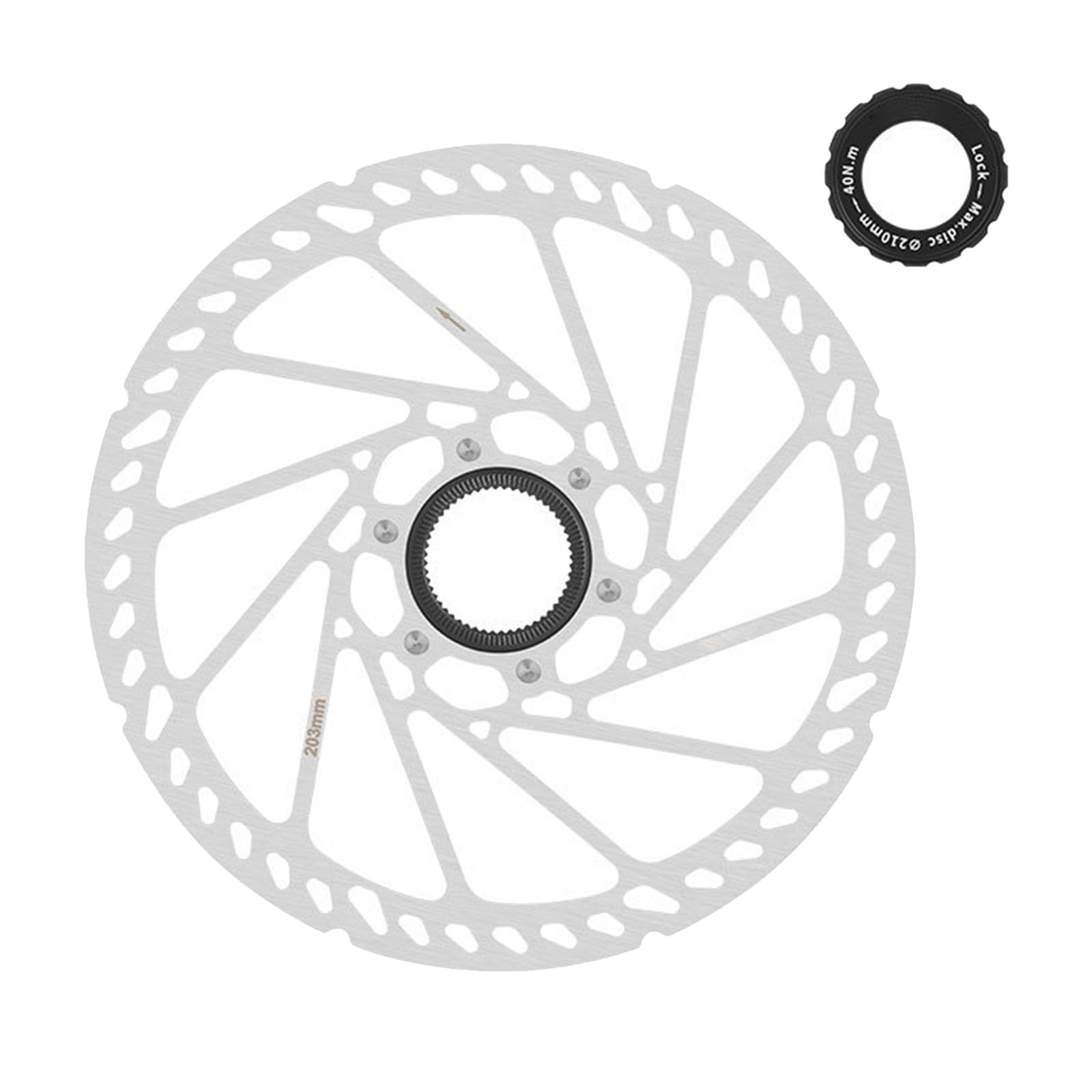 Greabuy Centerlock Scheibenbremsrotor für Fahrräder, 140 mm, 160 mm, 180 mm, 203 mm, Mountainbikes, Metall, Mittelschloss, Fahrräder, Bremsen von Greabuy