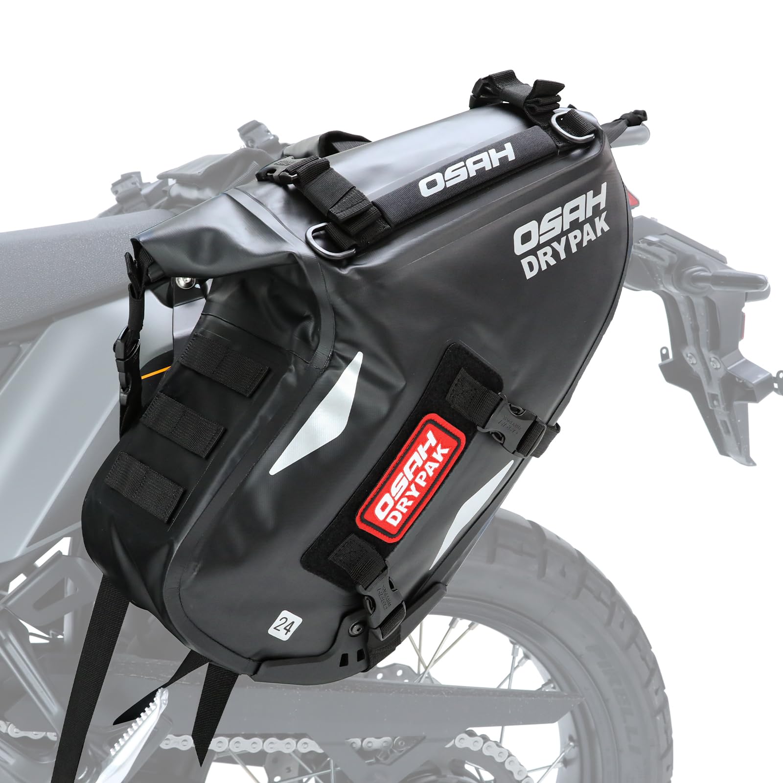 Greanthour Motorrad Satteltaschen, wasserdichtes trockenes Reisegepäck, Moto Seitenschultertaschen, 24L große Kapazität Satteltaschen Motorräder, Universal Motorrad Zubehör, 1 Paar (schwarz) von Greanthour