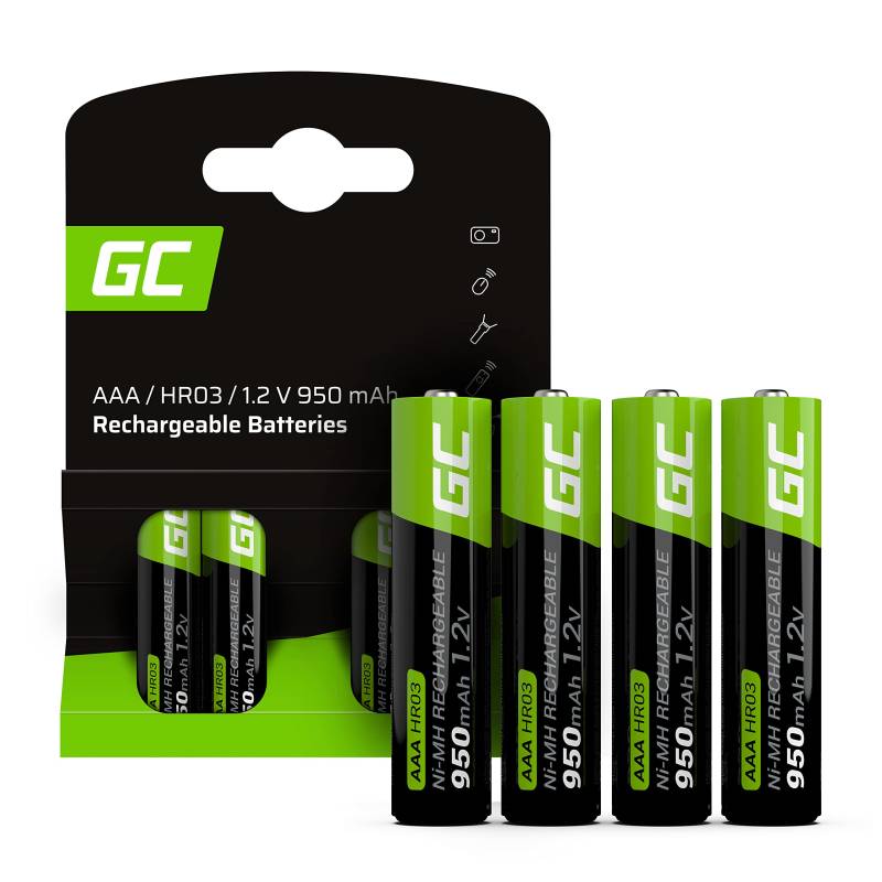 GREEN CELL Akku 950 mAh 1.2V [4 Stück] Batterien AAA, AAA Akkus Wiederaufladbar, Sofort Einsatzbereit, Geringe Selbstentladung, Ohne Memory-Effekt, AAA batterien Set von Green Cell