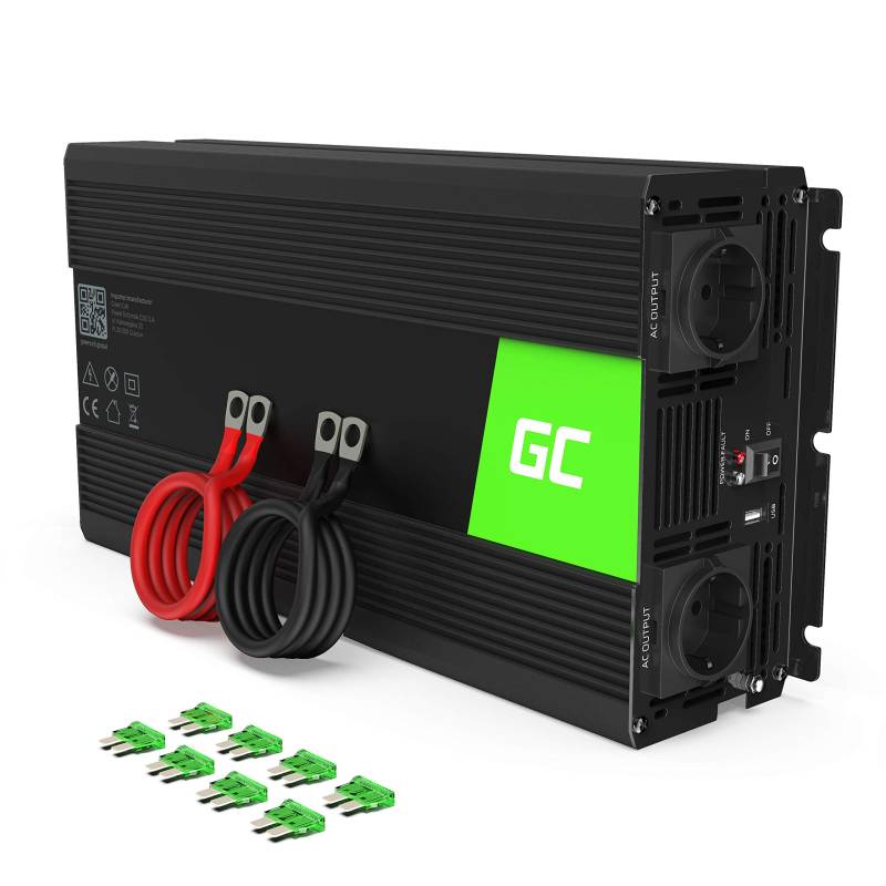 Green Cell® 1500W/3000W 24V auf 230V Reiner Sinus Volt kfz Spannungswandler Wechselrichter Konverter Pure Sine Wave Power Solar Inverter DC AC Umwandler Stromwandler Wohnwagen Auto Autoladegerät von Green Cell