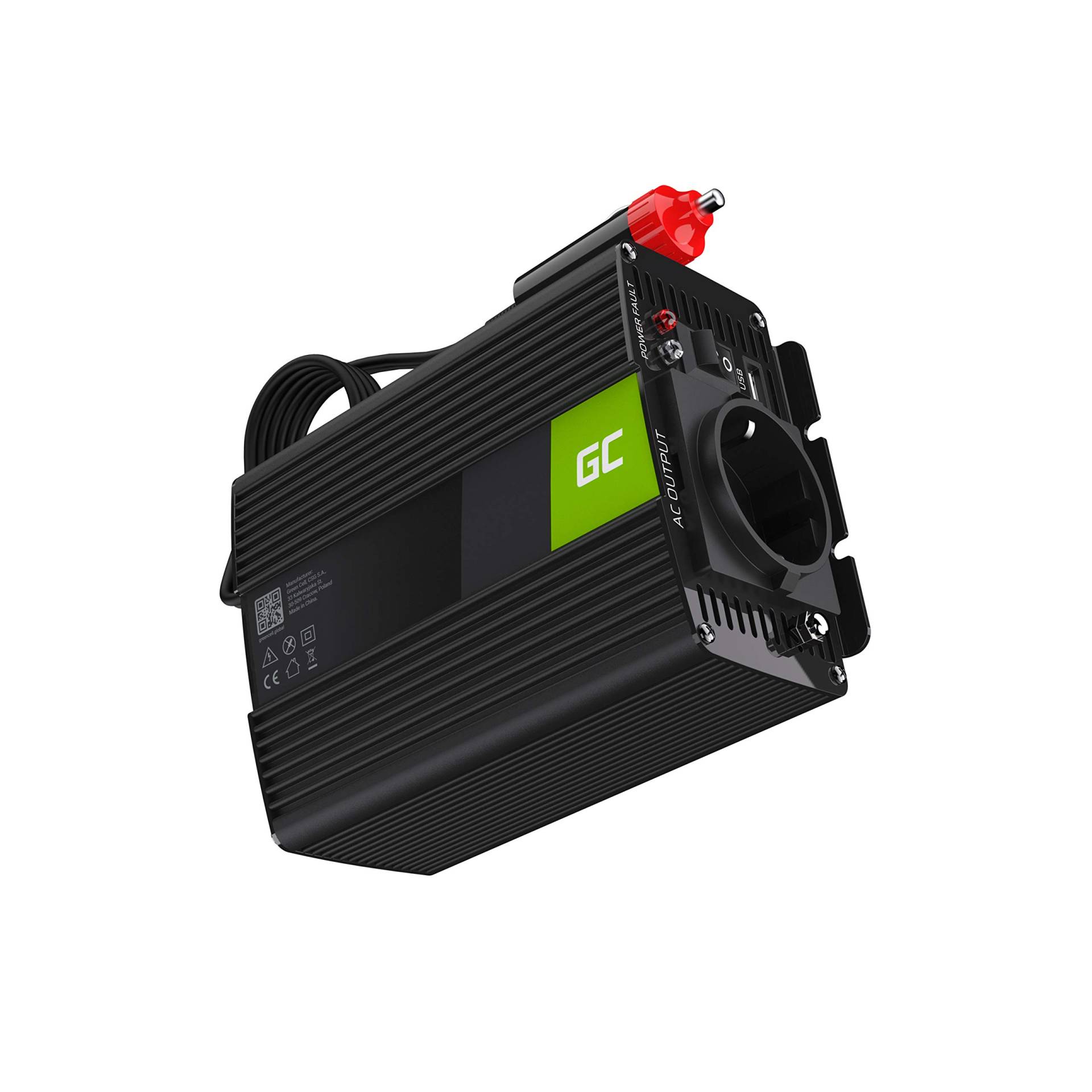 Green Cell® 150W/300W 12V auf 230V Sine Wave Volt kfz Spannungswandler Wechselrichter Power Solar Inverter DC AC Umwandler Stromwandler Wohnwagen Auto Modifizierte Sinus Zigarettenanzünder Steckdose von Green Cell