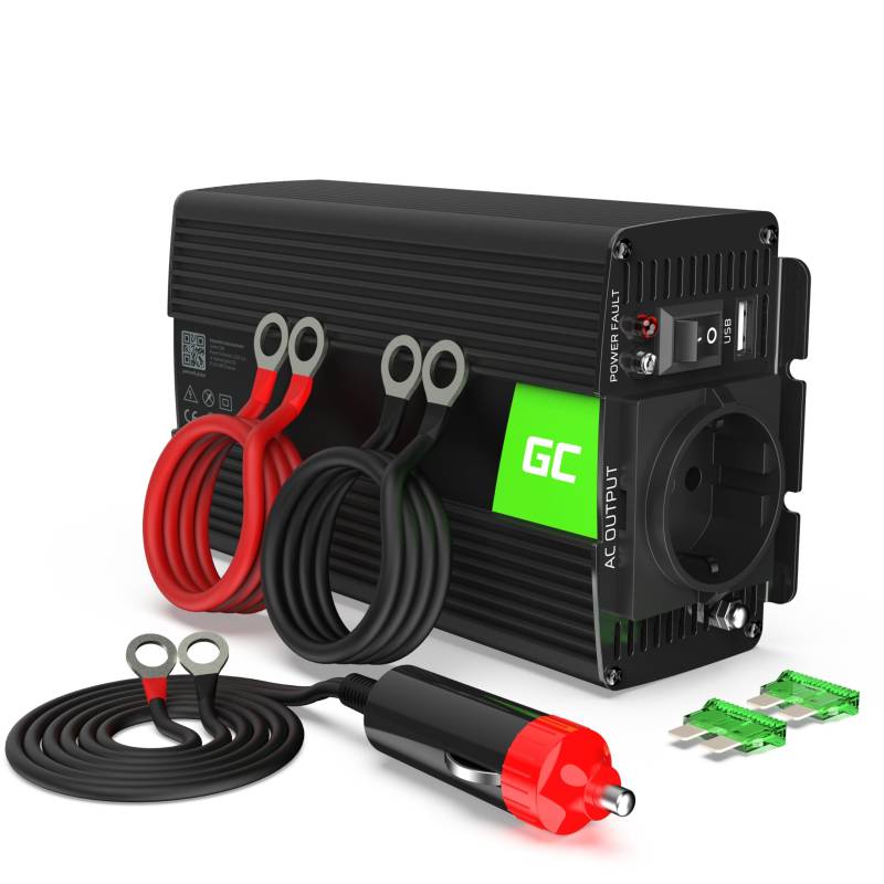 Green Cell 300W/600W 12V auf 230V Reiner Sinus Volt kfz Spannungswandler Wechselrichter Konverter Pure Sine Wave Power Solar Inverter DC AC Umwandler Stromwandler Zigarettenanzünder Steckdose von Green Cell