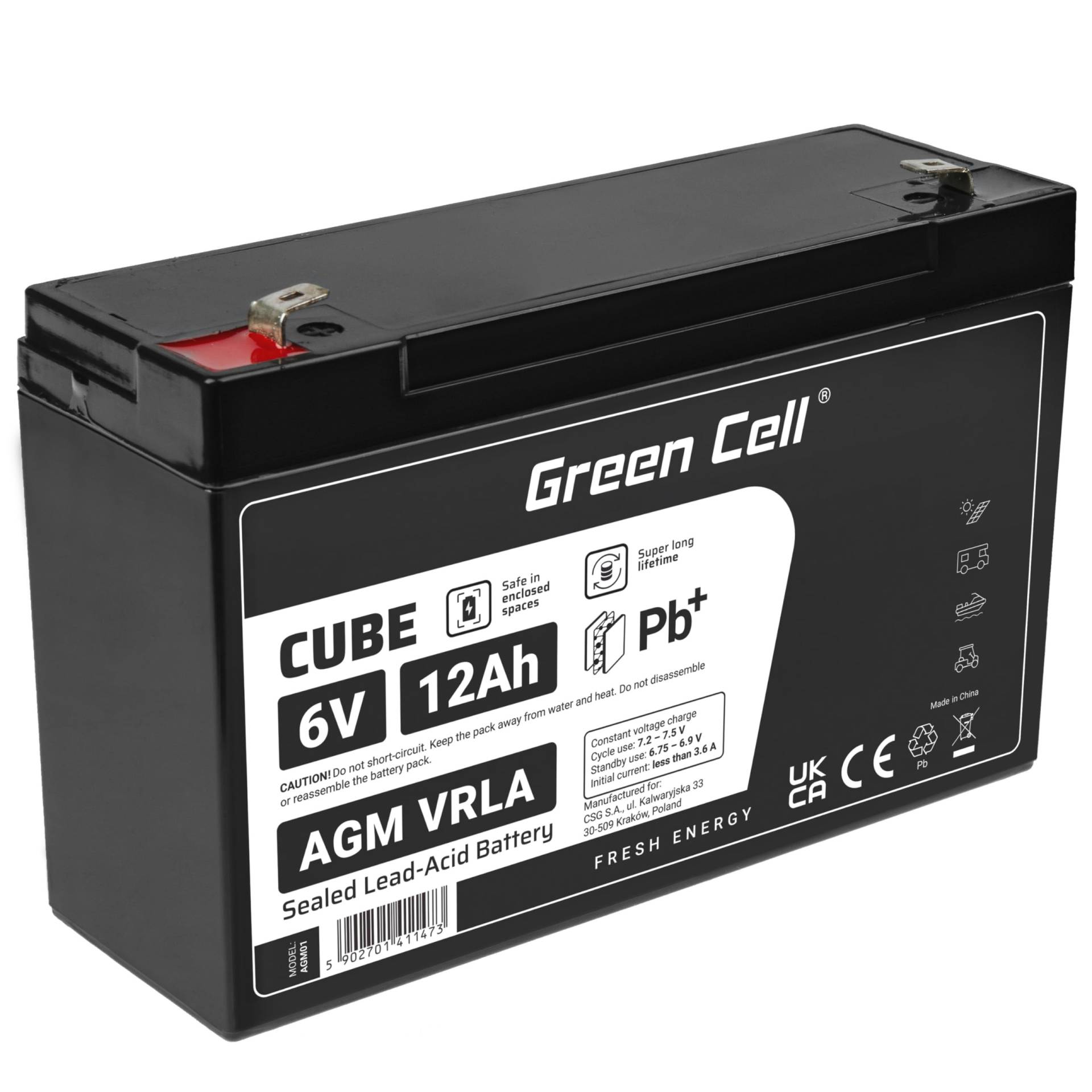 Green Cell® AGM 6V 12Ah Akku Vlies Batterie VRLA Blei Batterie Bleiakku Ersatzakku Akkubatterie Versorgungsbatterie Zyklenfest Wartungsfrei für Elektro Spielzeug | Alarm | Notstrom | Kinderfahrzeuge von Green Cell