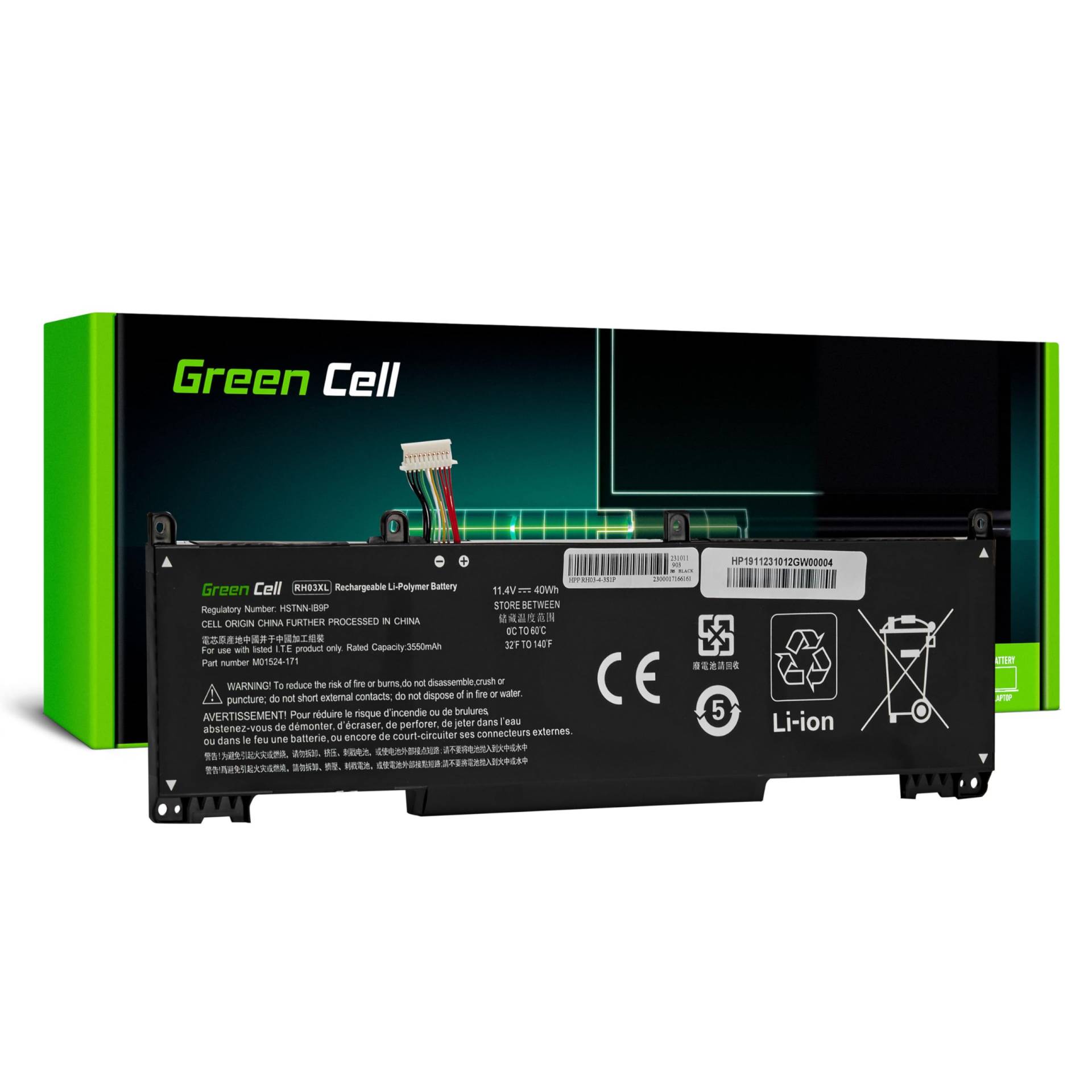 Green Cell HSTNN-IB9P HSTNN-IB9Q HSTNN-OB1T M01524-171 M01524-1D1 M01524-AC1 M01524-AC2 M02027-005 M75022-2C1 RH03XL TPN-DB0B Akku für HP Laptop (3550mAh 11.4V Schwarz) von Green Cell