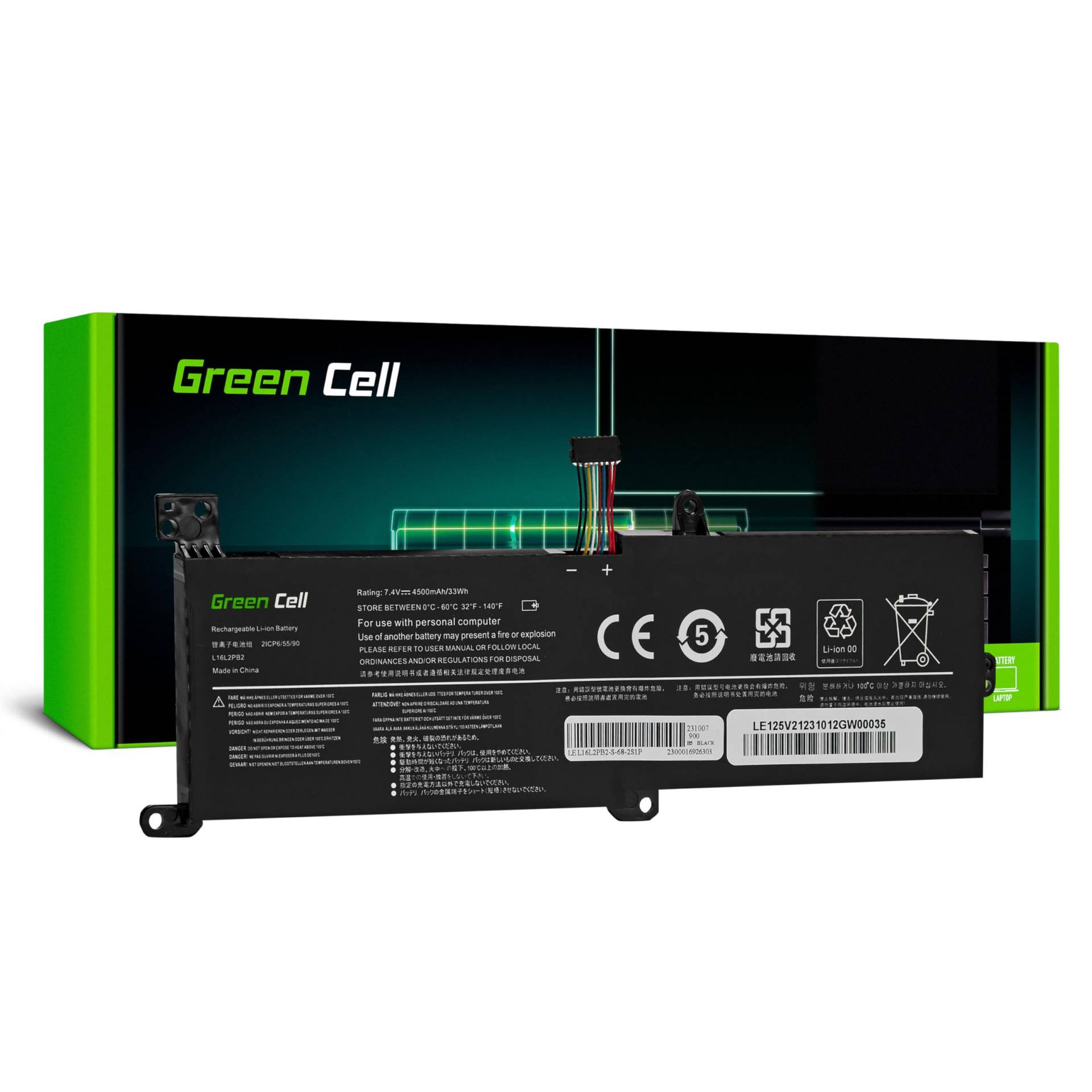 Green Cell L16C2PB2 L16M2PB1 Akku für Lenovo IdeaPad 3 3-15ADA05 3-15IIL05 320-15IAP 320-15IKB 320-15ISK 330-15AST Laptop (4500mAh 7.4V Schwarz) von Green Cell