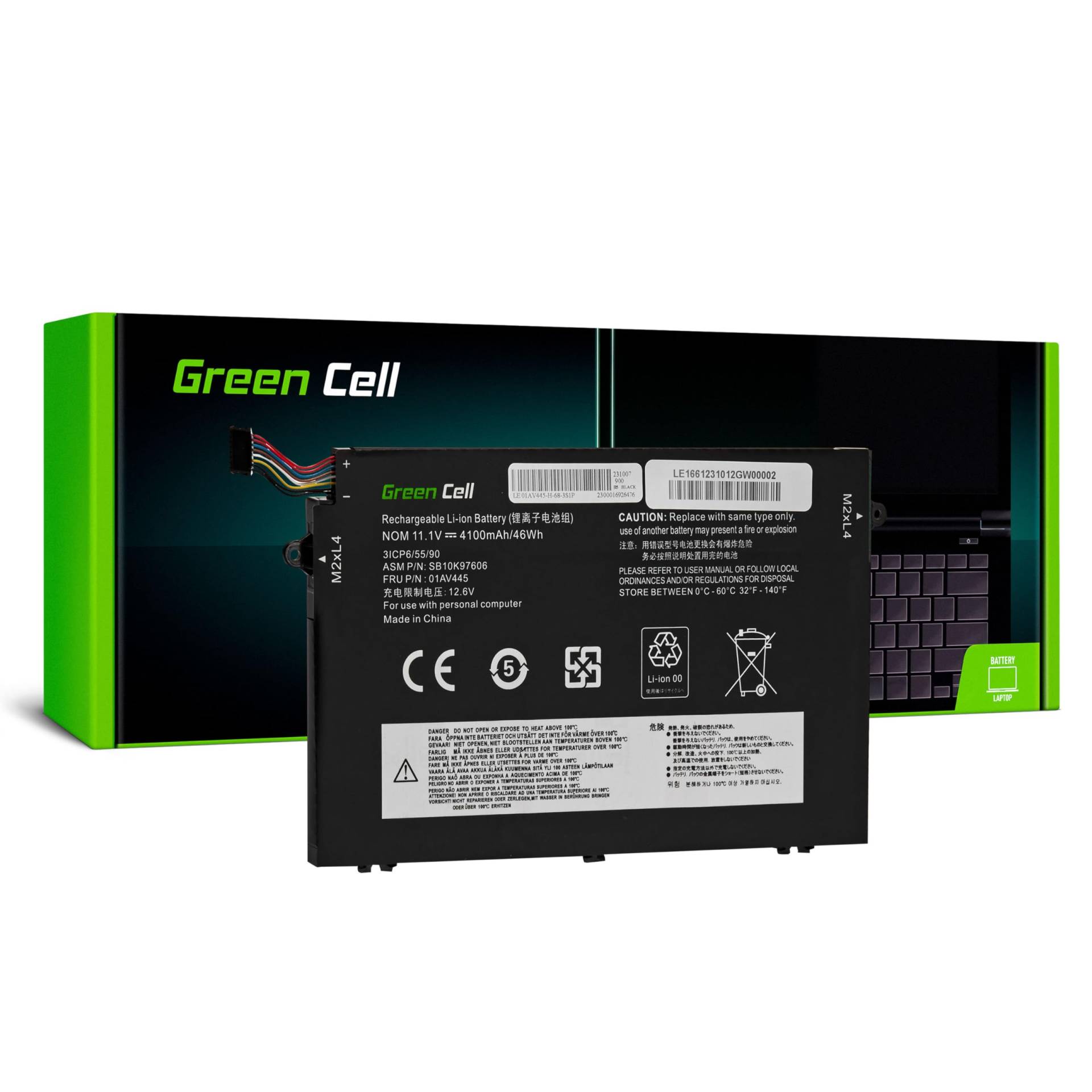 Green Cell L17C3P51 L17L3P51 L17M3P51 L17M3P52 Akku für Lenovo ThinkPad E480 E485 E490 E495 E580 E585 E590 E595 Laptop (4100mAh 11.1V Schwarz) von Green Cell