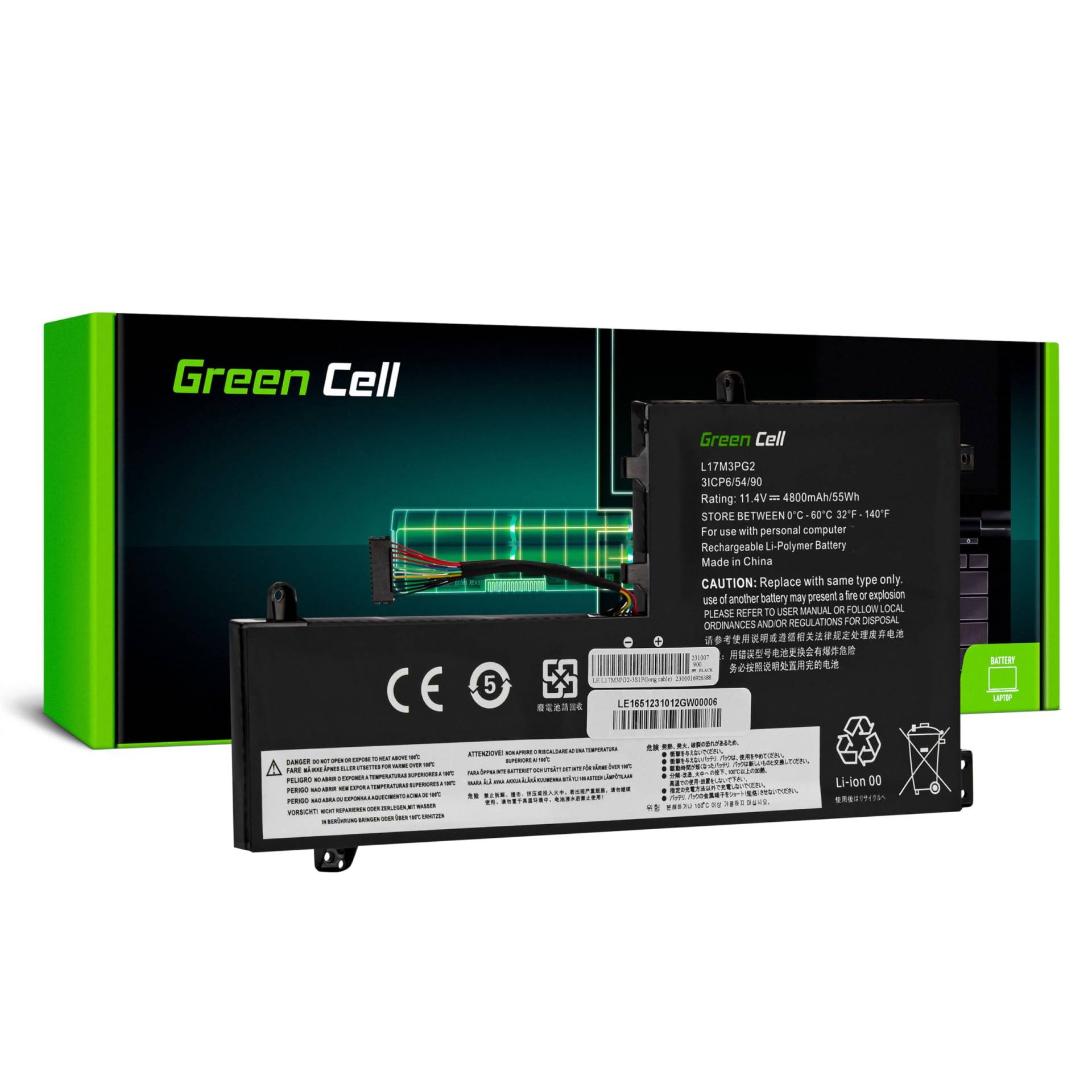 Green Cell L17C3PG1 L17L3PG1 L17M3PG1 L17M3PG2 L17M3PG3 Akku für Lenovo Legion Y530-15ICH Y540-15IRH Laptop (4800mAh 11.4V Schwarz) von Green Cell