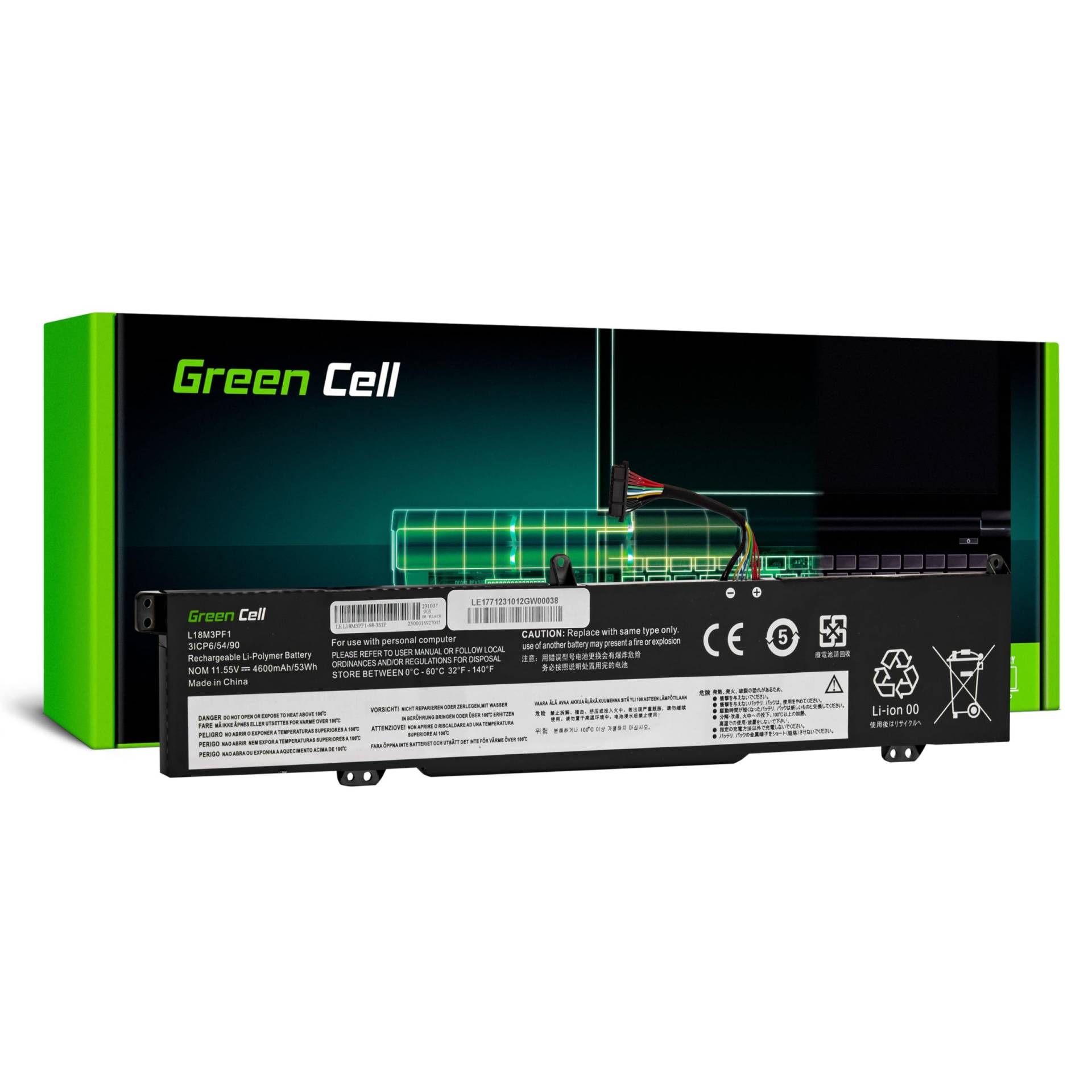 Green Cell L18C3PF1 L18M3PF1 Akku für Lenovo Ideapad L340-15IRH L340-17IRH Laptop (4600mAh 11.55V Schwarz) von Green Cell