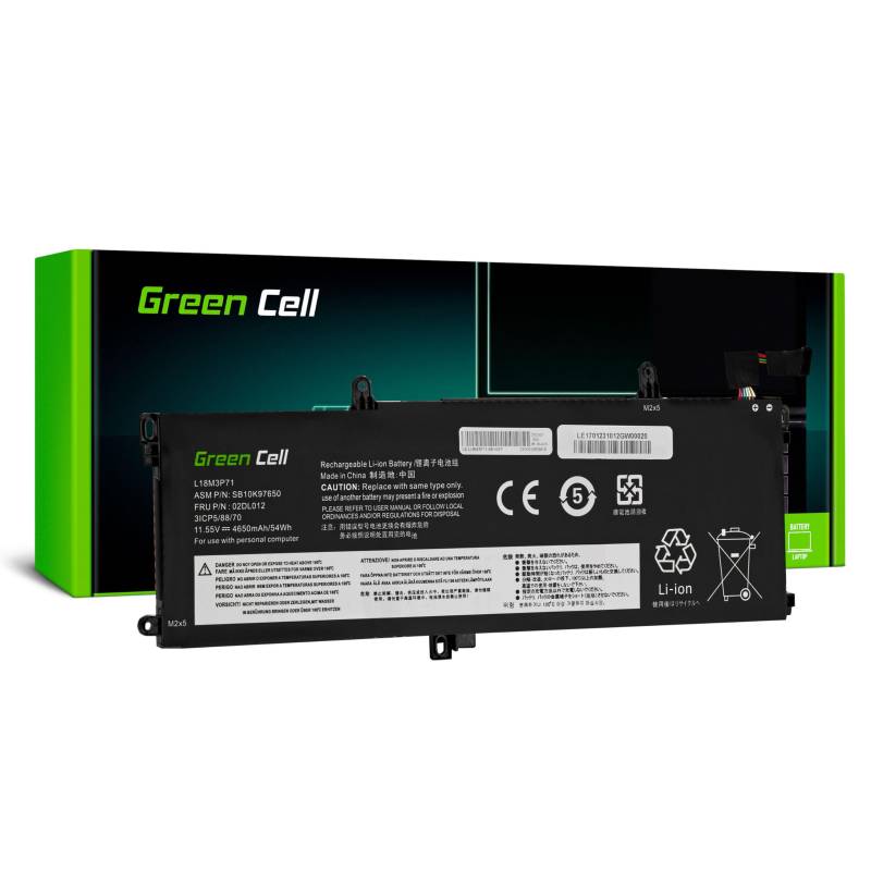 Green Cell L18L3P71 L18M3P71 Akku für Lenovo ThinkPad T590 T15 P15s P53s Laptop (4650mAh 11.55V Schwarz) von Green Cell