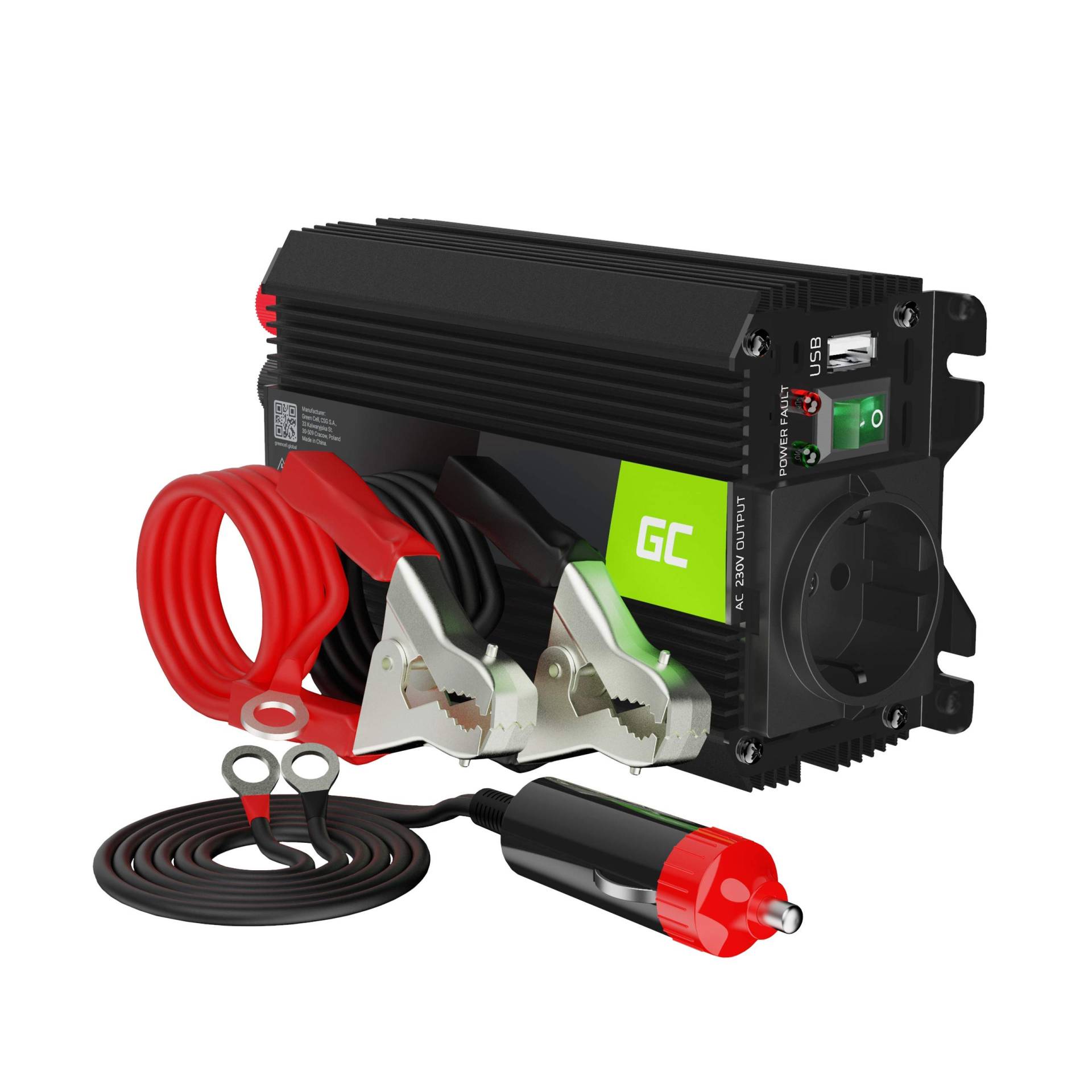 Green Cell PRO 300W/600W 12V auf 230V Sine Wave Volt kfz Spannungswandler Wechselrichter Power Solar Inverter DC AC Umwandler Stromwandler Wohnwagen Auto Modifizierte Sinus von Green Cell