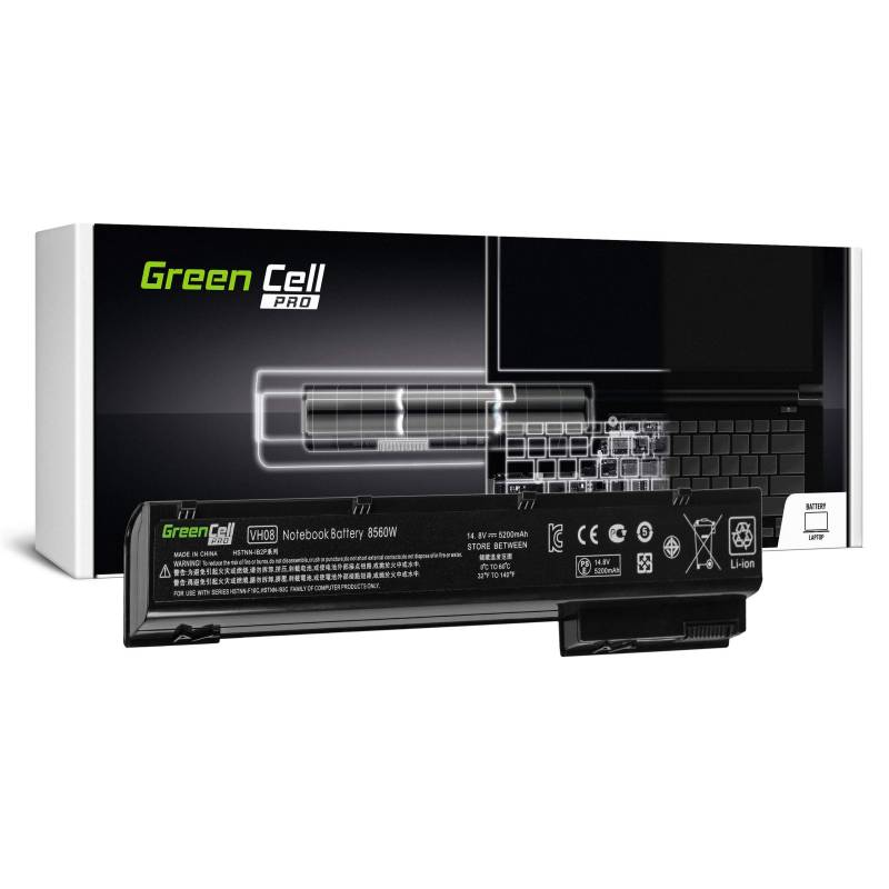 Green Cell Pro Serie VH08 VH08XL Laptop Akku für HP EliteBook 8560w 8570W 8760w 8770w (Original Samsung SDI Zellen, 8 Zellen, 5200mAh, Schwarz) von Green Cell