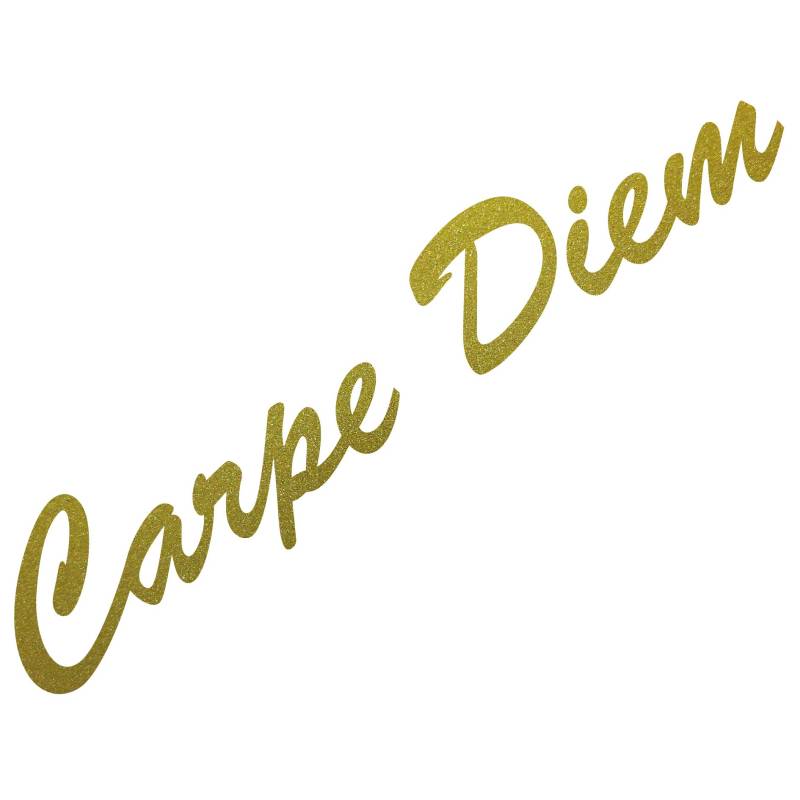 20cm Carpe Diem Schriftzug Aufkleber Tattoo Deko Folie Wandtattoo für Auto Wand Tür Fenster (gold metallic) von GreenIT