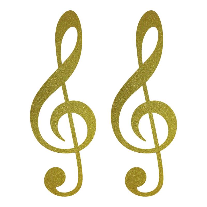 2 Aufkleber Notenschlüssel Violinschlüssel 25cm Musik Tattoo Auto Tür Fenster Deko Folie (gold) von GreenIT