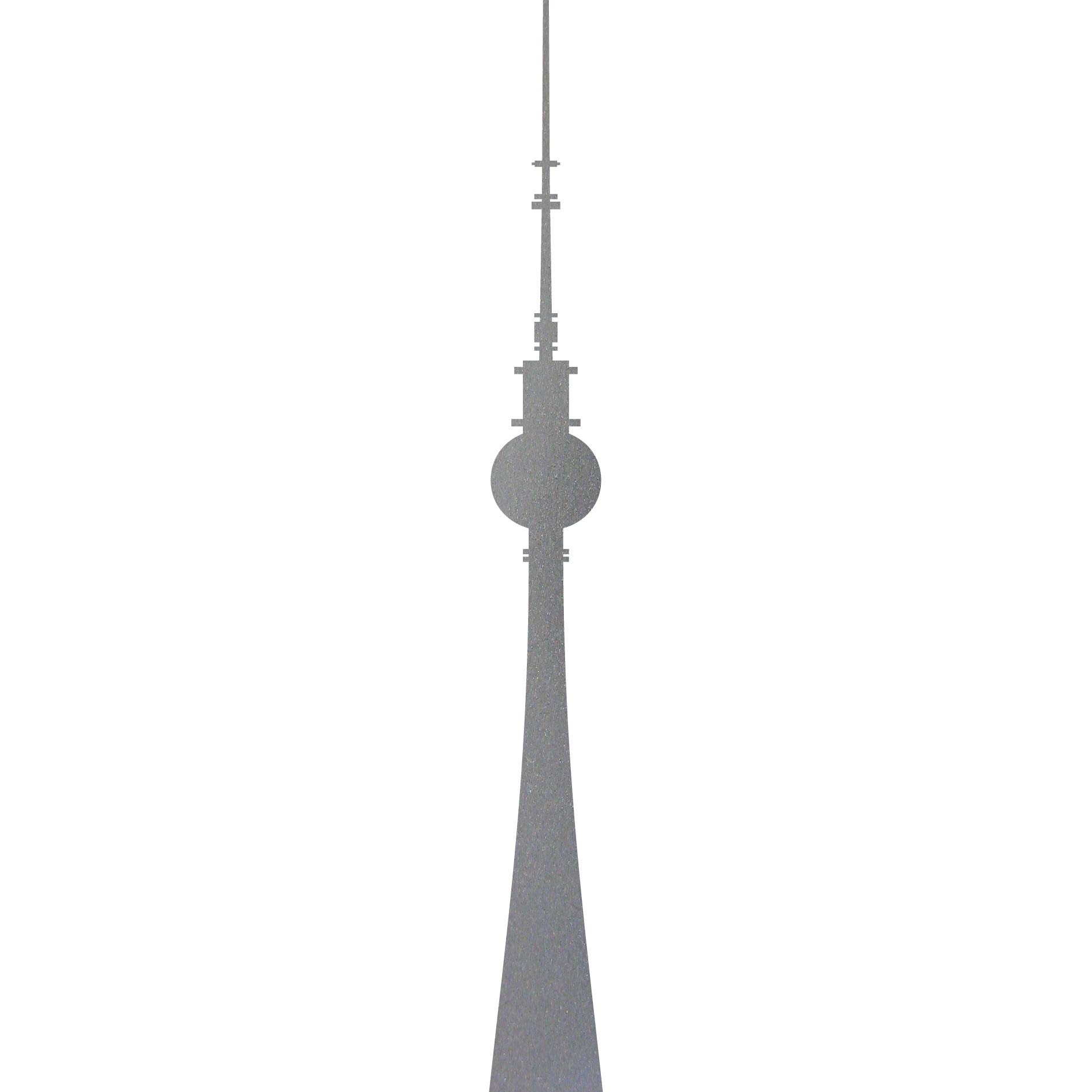 GreenIT Aufkleber Fernsehturm Berlin 50cm Tattoo Klebefolie Deko Folie Autoaufkleber Auto Wand Tür Fenster (Silber metallic) von GreenIT