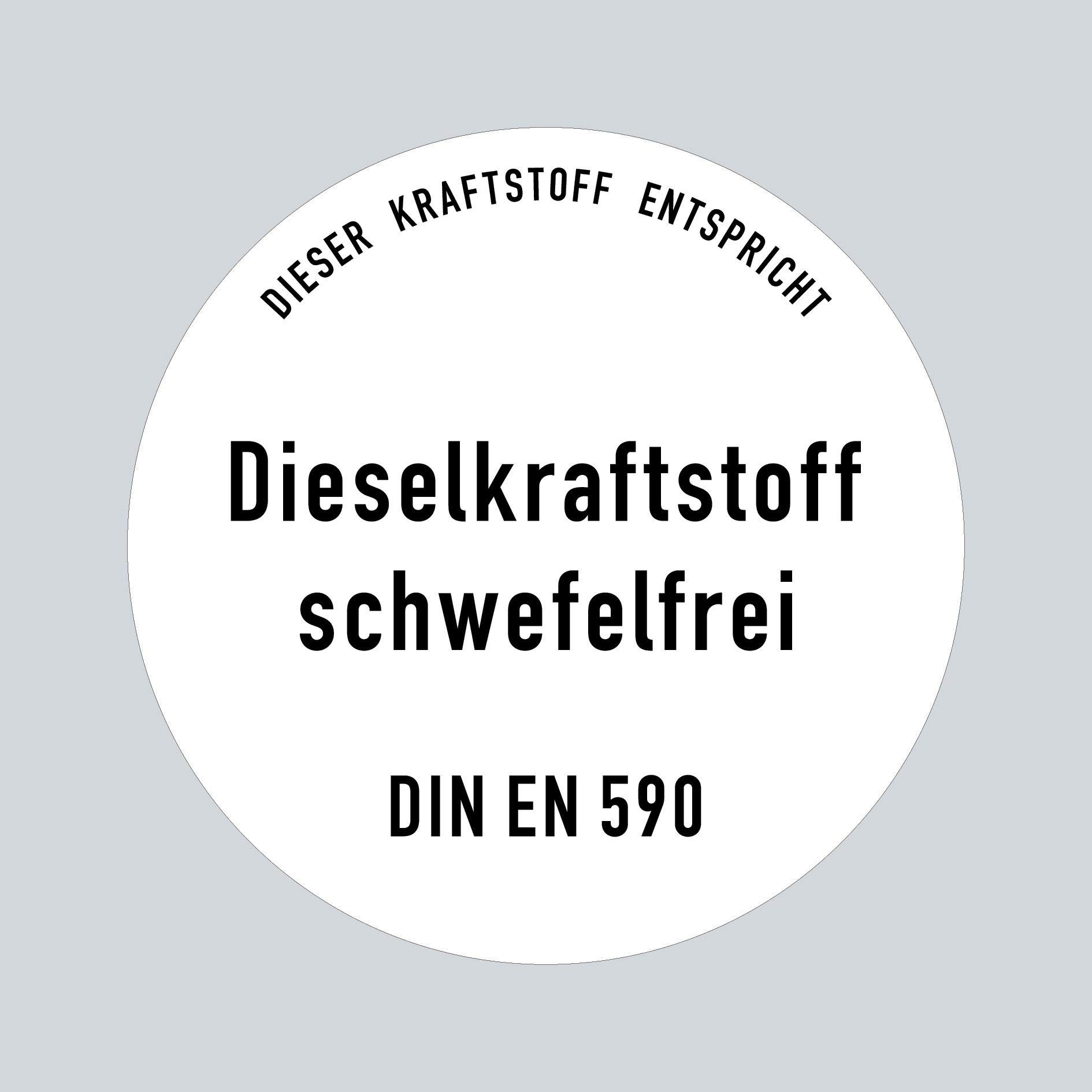 GreenIT Aufkleber Sticker 10cm Diesel Dieselkraftstoff schwefelfrei DIN EN 590 Kraftstoff Tank Kanister Tankstelle Zapfsäule Hinweis (20) von GreenIT