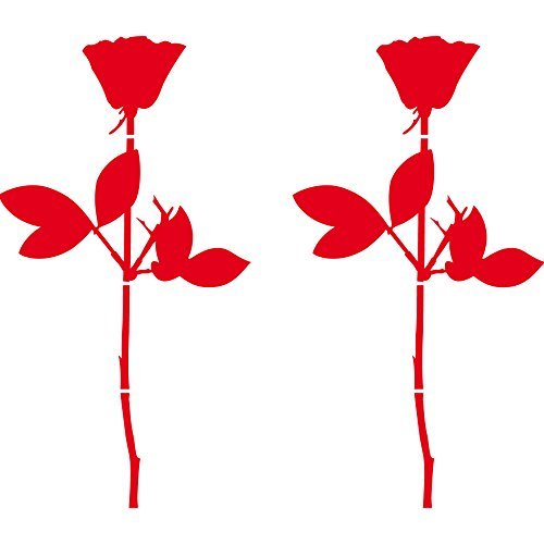 Rose 20cm Auto Fenster Spiegel Aufkleber Tattoo die cut decals vinyl selbstklebende Deko Folie Depeche Mode (2 Stück rot) von GreenIT