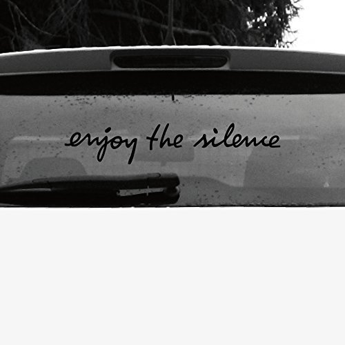 GreenIT Schriftzug Enjoy The Silence Aufkleber Tattoo die Cut car Decal Auto Heck Deko Folie Depeche Mode (schwarz invers) von GreenIT