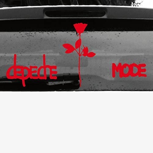 GreenIT Set Exciter Schriftzug und Rose Aufkleber Tattoo die Cut car Decal Auto Heck Deko Folie Depeche Mode (rot invers) von GreenIT