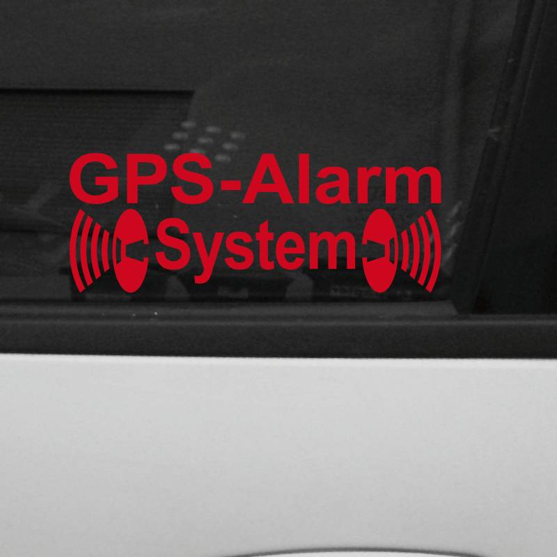 GreenIT Original GPS Alarm System Aufkleber die Cut Decal Auto Fahrzeug Tür Fenster Scheibe Tattoo Folie (2 STK. rot invers) von GreenIT