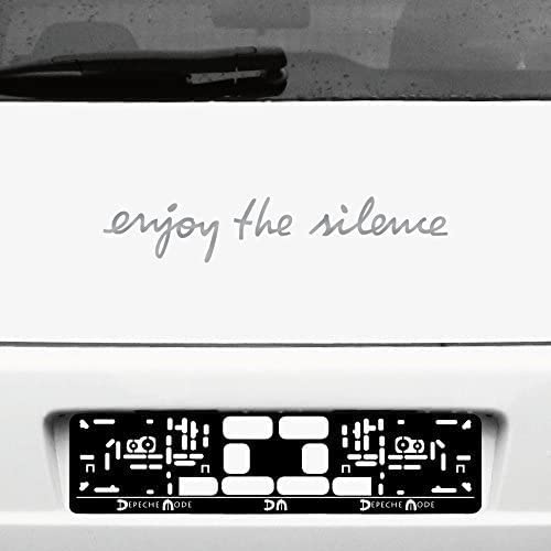 GreenIT Schriftzug Enjoy The Silence Aufkleber Tattoo die Cut car Decal Auto Heck Deko Folie Depeche Mode (Silber) von GreenIT