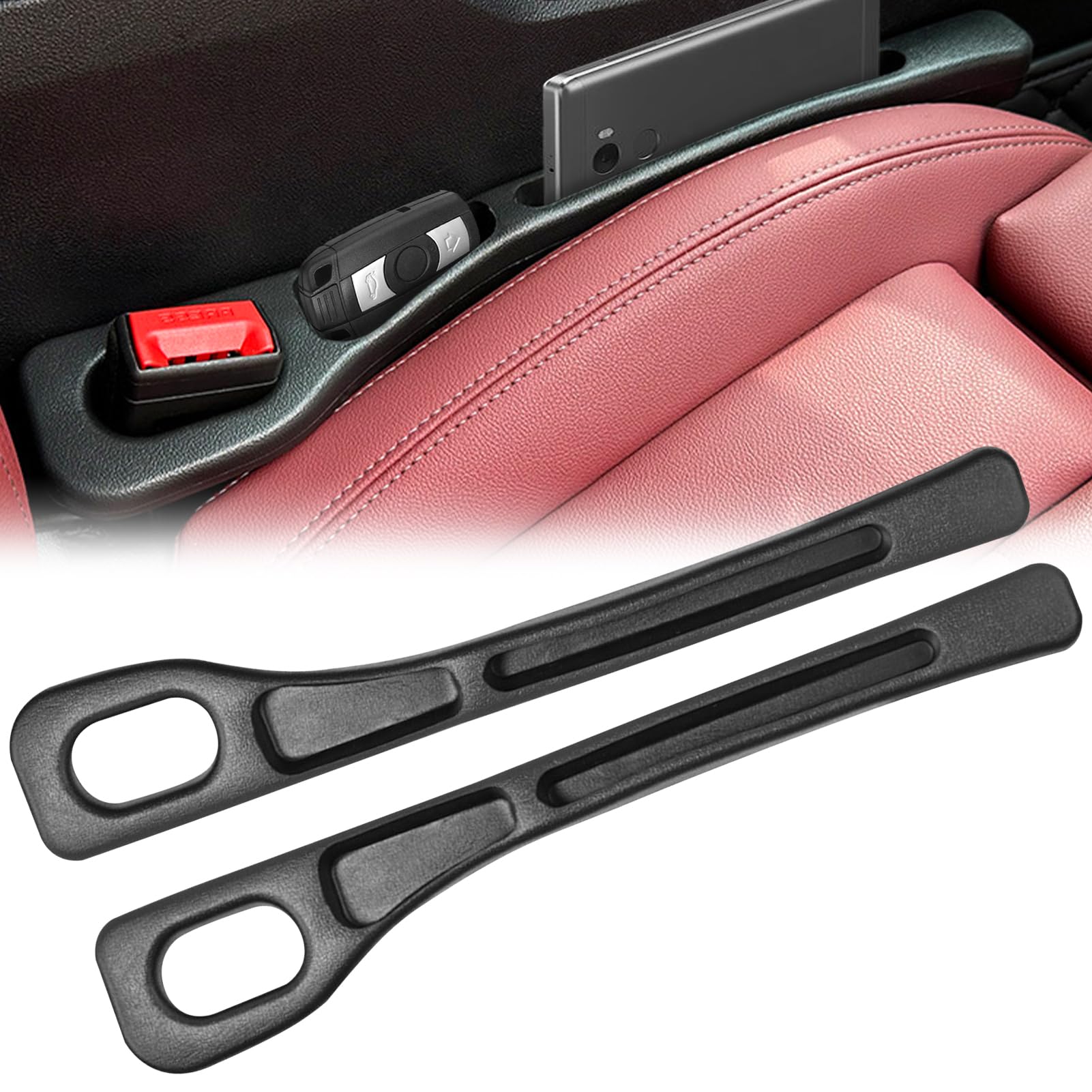 GreenYeah Autositz-Spaltfüller, 2 Stück Car Seat Gap Filler, Autositz Lückenfüller, Car Seat Gap Filler Universal Autositz, Universal Auto Sitzlückenfüller für Die Meisten Modelle von Autos (Black) von GreenYeah